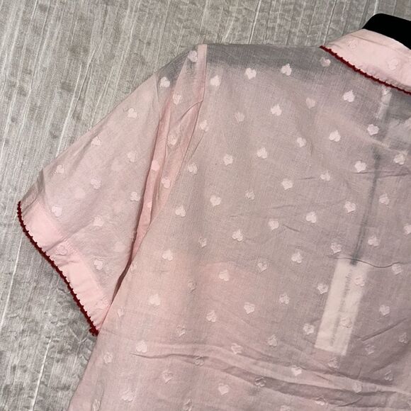 cupcakes and cashmere PinkβRed Swiss Heart Crochet Trim Cotton Shorty PJ Set - Picture 8 of 12